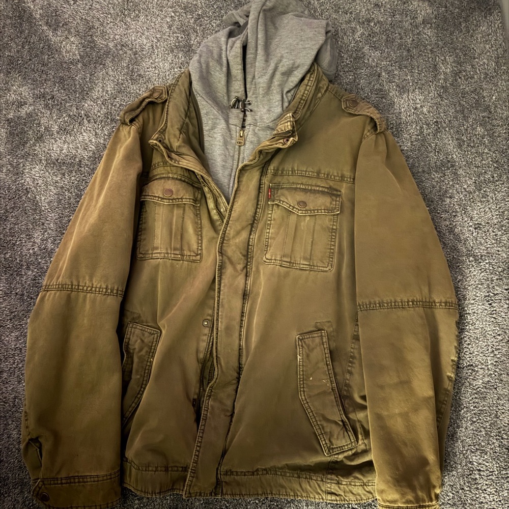 Levi's Khaki and Gray Military Jacket